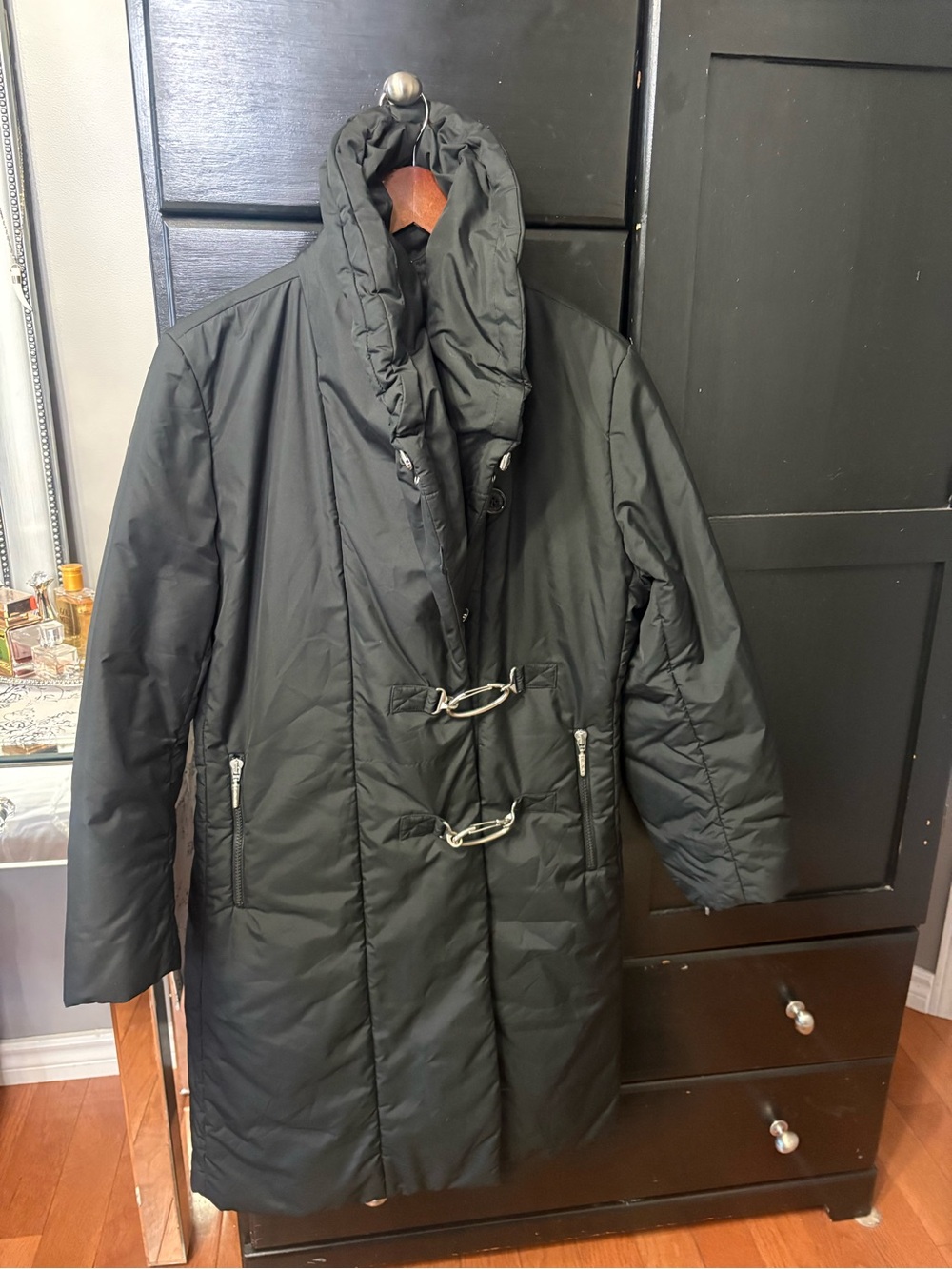 AIRFIELD Black Long Puffer Winter Coat High Collar European Designer Size M